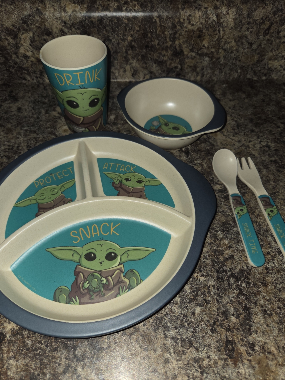Star Wars Baby Yoda Kids Dinnerware Set - Teal/Blue